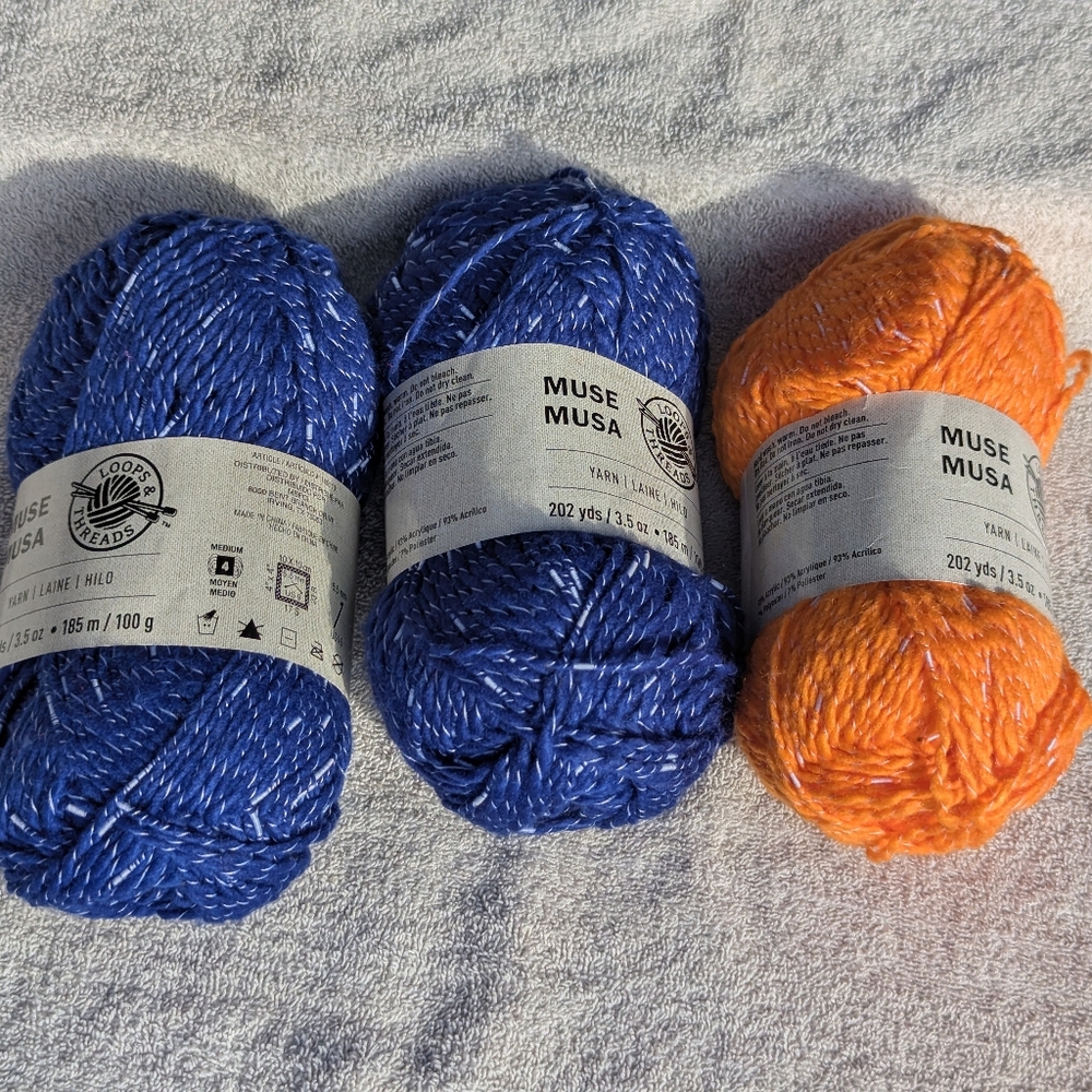 Loops And Threads Muse Yarn Collection in Blue and Orange, New